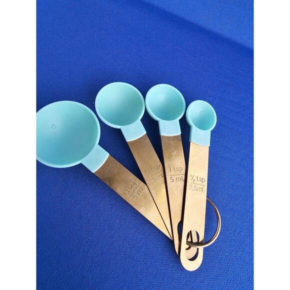 Set Of 4 Gold/Turquois Measuring Spoons - Picture 2 of 4